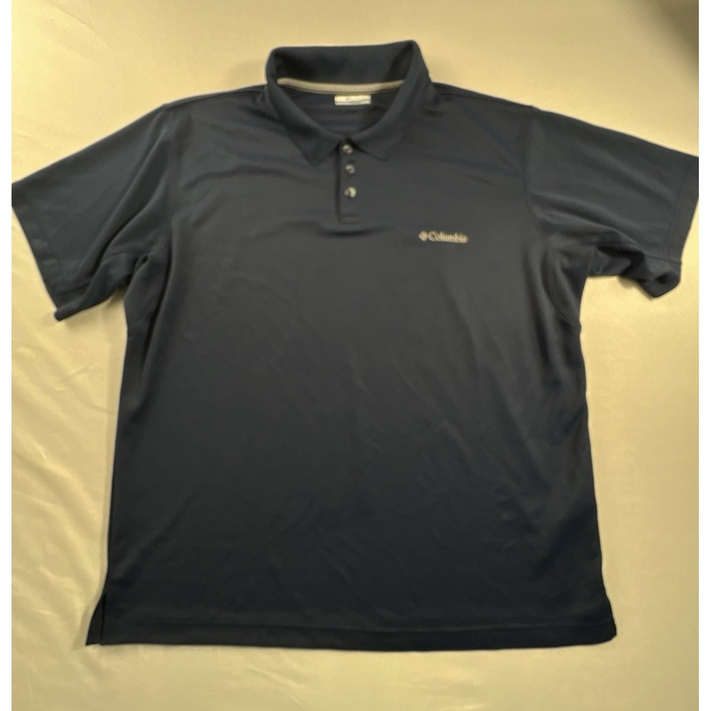Columbia Polo Shirt Mens XL Navy Blue Omni-Wick Mesh Performance Golf Top - Picture 2 of 8